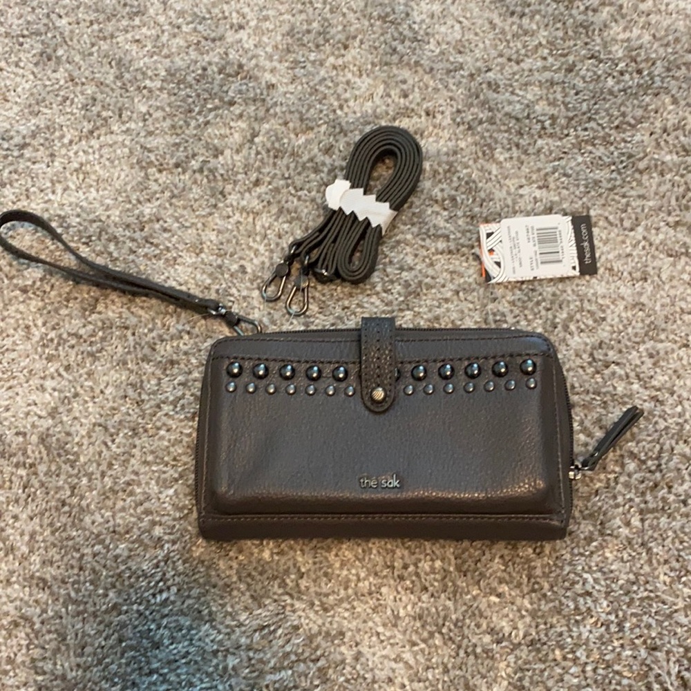 The Sak brand Wristlet, Slate Gray NWT LEATHER
